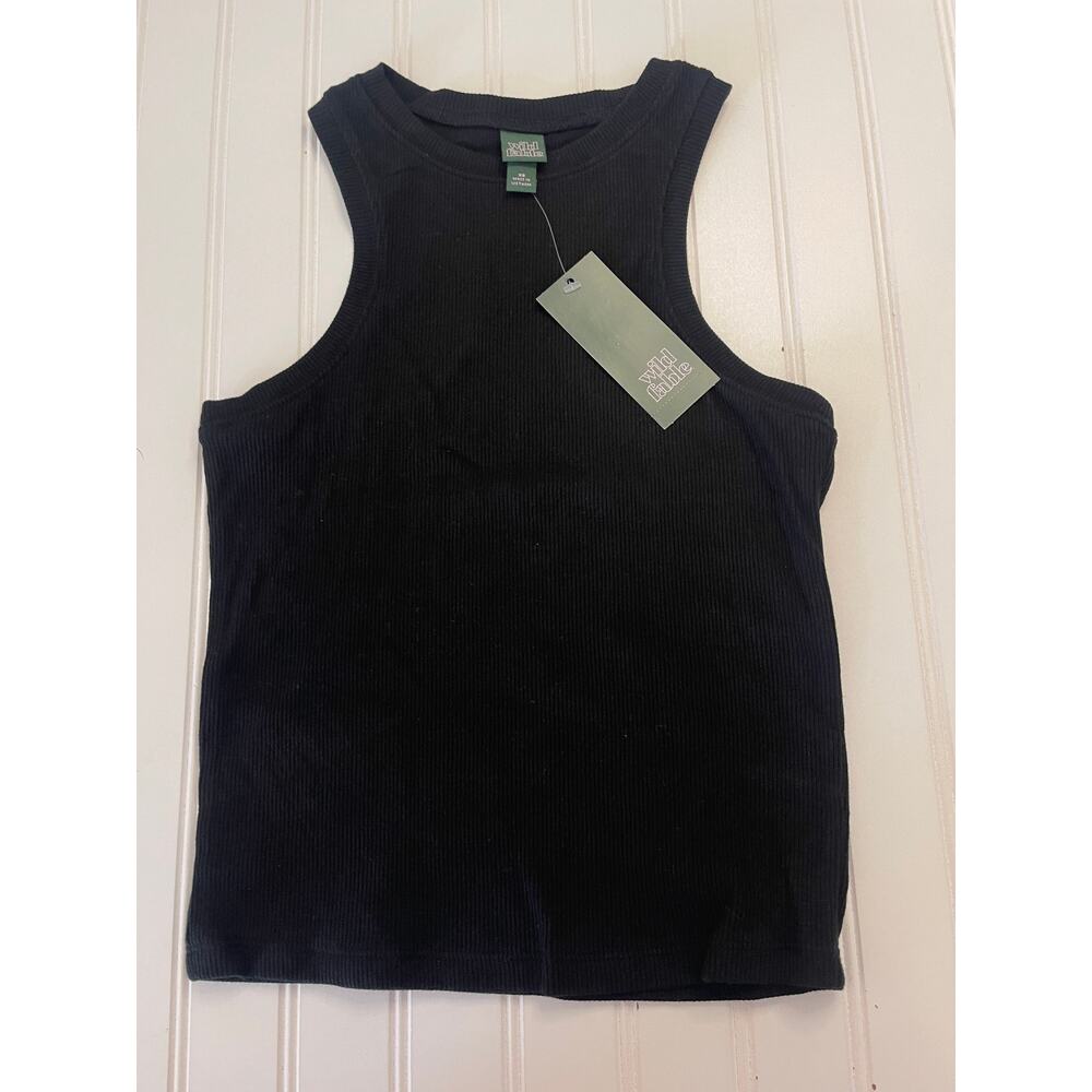 NWT Wild Fable Ribbed‎ Black Racerback Tank Top Sporty Layer Womens XS